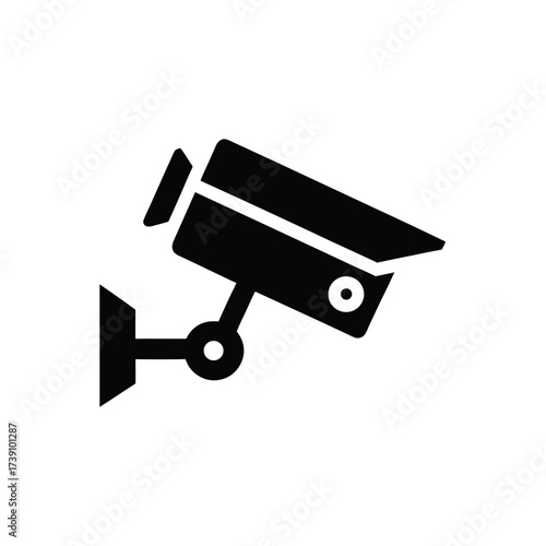 Illustration of a security camera in black on transparent background silhouette