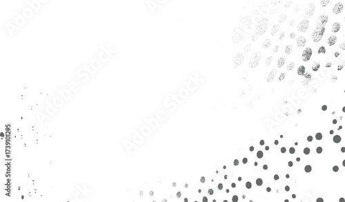 Grey circles scattered on white background dots pattern