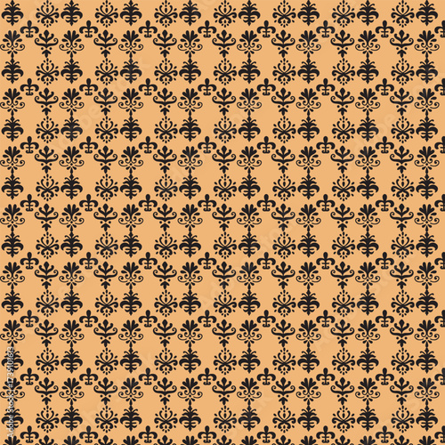 Intricate geometric pattern with repeating floral motifs in earth tones