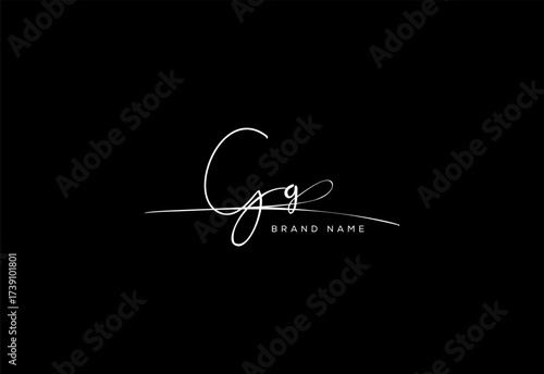 GG letter beauty cursive handwriting logo.