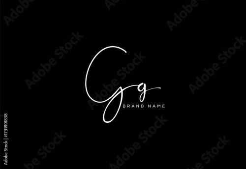 GG letter beauty cursive handwriting logo.
