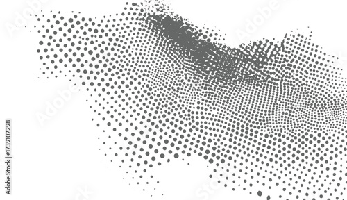 Gray dots scattered across white background abstract black