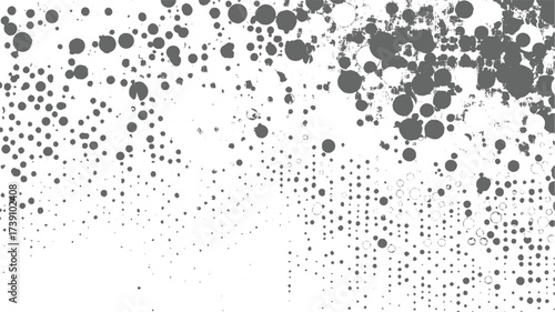 Gray circles scattered on white background dots random
