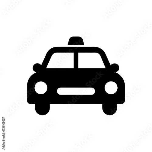 Illustration of a black taxi cab vehicle on transparent background silhouette