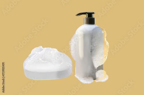 A body wash hair conditioner or a soap bar with wet froth foam on it.