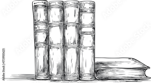The book is situated on the table, accompanied by a modern illustration created using a single line