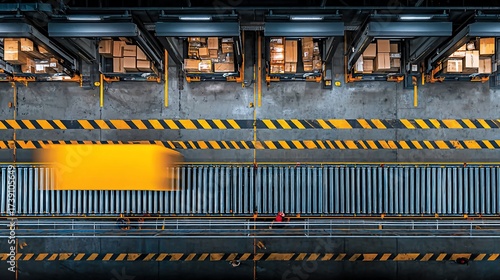 Dynamic logistics facility featuring automated conveyor belt and package sorting system efficient