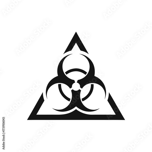 Biohazard symbol inside of a triangle shape on transparent background silhouette
