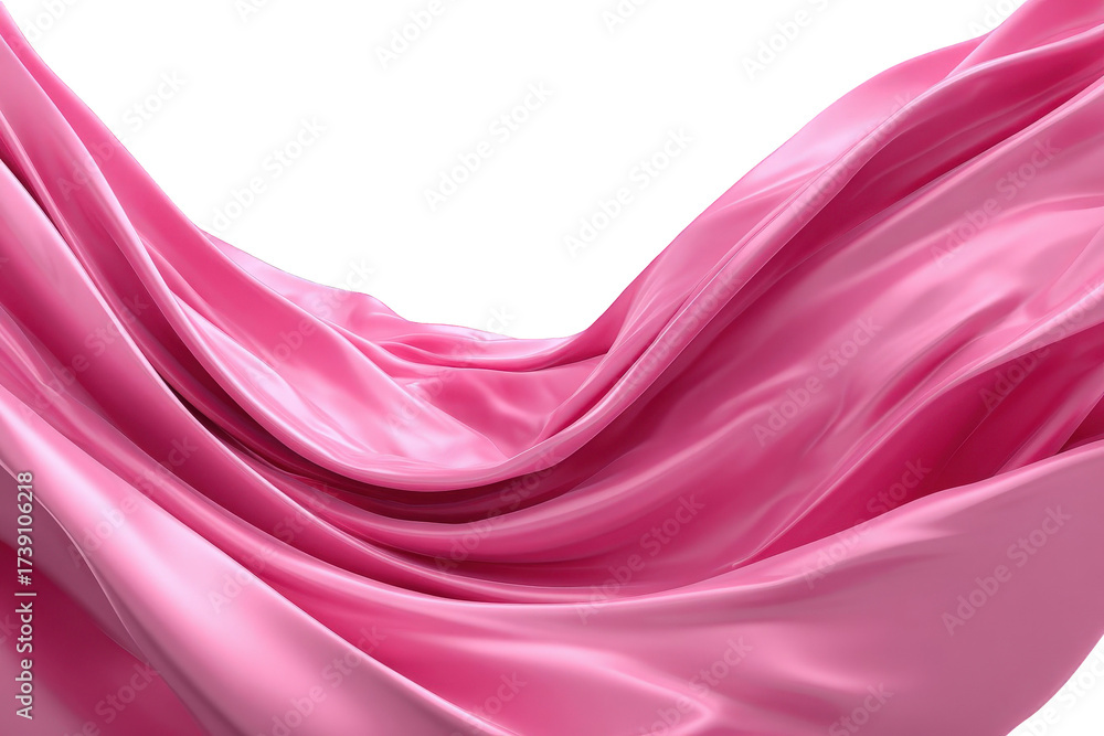 Obraz premium Pink Fabric Floating Against Black Backdrop Creating Dynamic Curves and Fluid Movement
