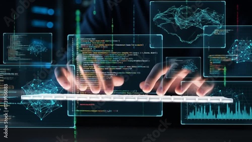 Typing code for futuristic cybernetic technologies using transparent screens