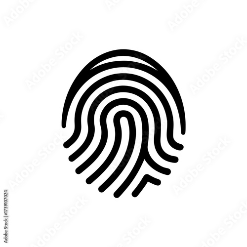 Black fingerprint outline on white background on transparent background silhouette