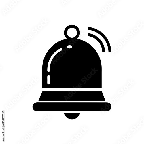 Illustration of a ringing black bell icon on transparent background silhouette