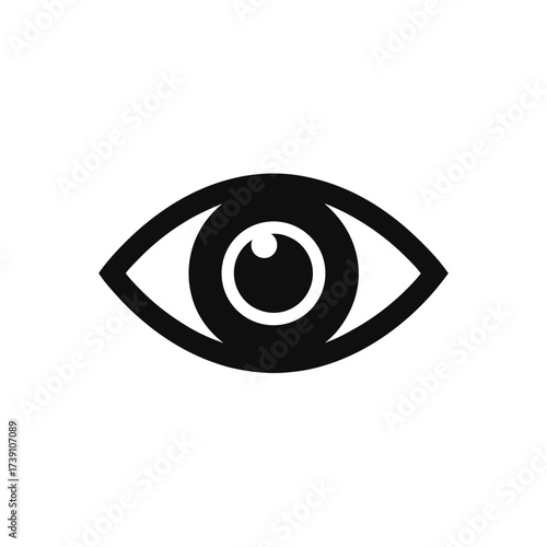 Simple black and white eye illustration on transparent background silhouette