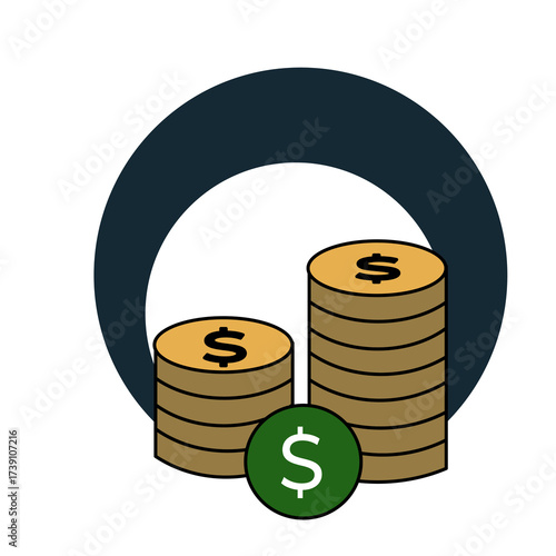 gold coins and dollar sign