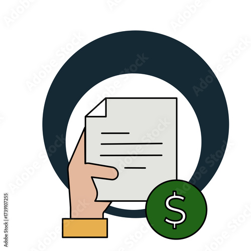 document icon on metal internet button with dollar sign 