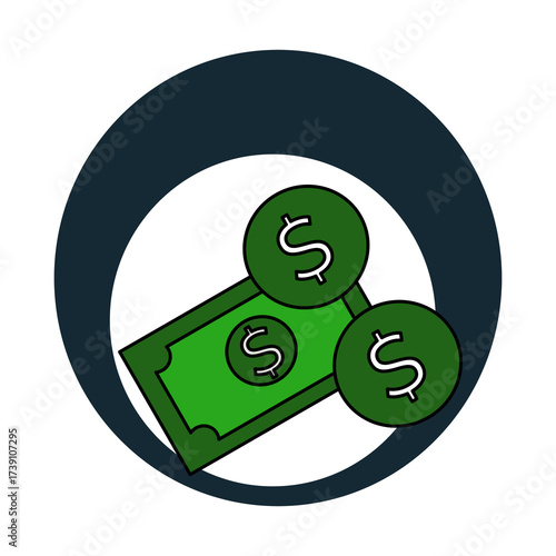 vector illustration of a button with a dollar sign