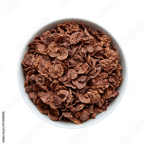 Wallpaper Mural White bowl of chocolate corn flakes isolated on transparent background Torontodigital.ca