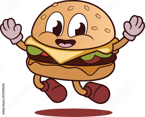 Happy Cartoon Wendy’s Burger Character with Lettuce Illustration
