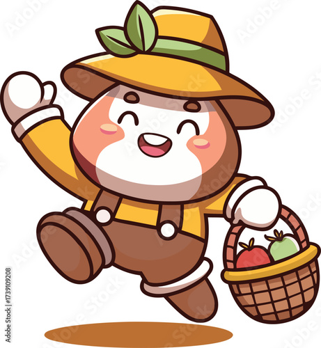 Cheerful Cartoon Apple Character with Rosy Cheeks Illustration