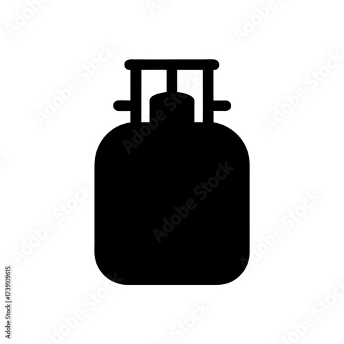 Illustration of a gas cylinder in black color on transparent background silhouette