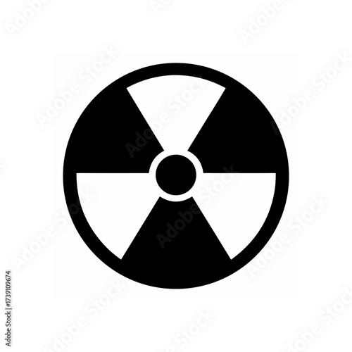 Black and white radiation hazard symbol art on transparent background silhouette