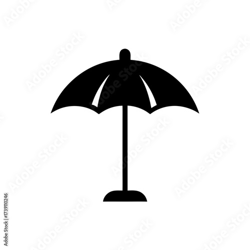 Silhouette of an umbrella on a white background on transparent background
