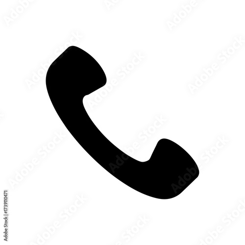 Black telephone receiver silhouette icon on transparent background