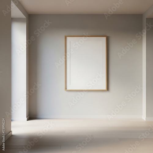 Minimalist frame in contemporary hallway with bright neutral palette