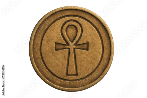 Ancient egyptian ankh symbol life bronze coin medallion
