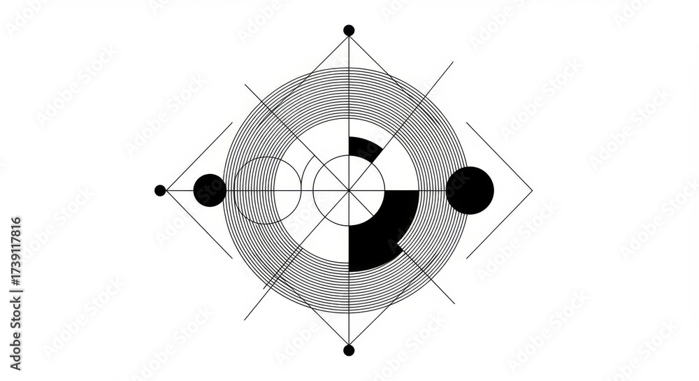 Obraz premium Abstract geometric composition with circles and lines