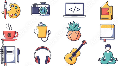 Creative hobbies and relaxation icons for your cool designs today
