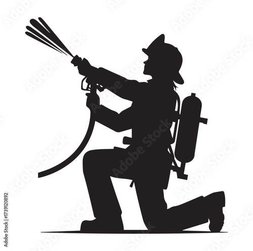 Firefighters pose silhouette and Vector