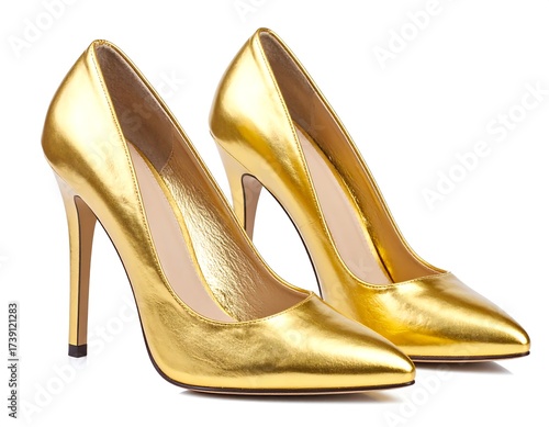 Pair of gold high heels