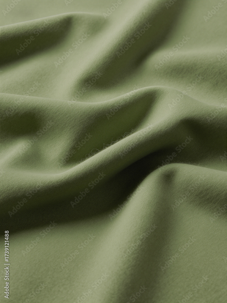 Fototapeta premium close up of olive green folded and twisted woolen fabric background