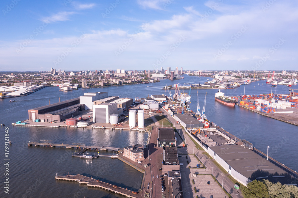 Fototapeta premium Aerial View of Port of Rotterdam, Netherlands