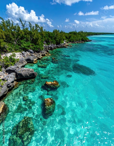 Turquoise water meets rocky coast