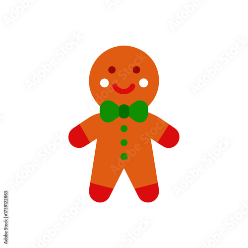 Gingerbread man with bow tie illustration on transparent background