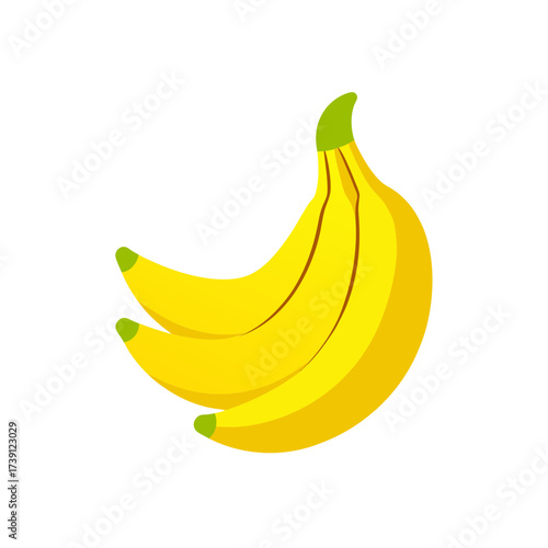 A group of three yellow ripe bananas here on transparent background