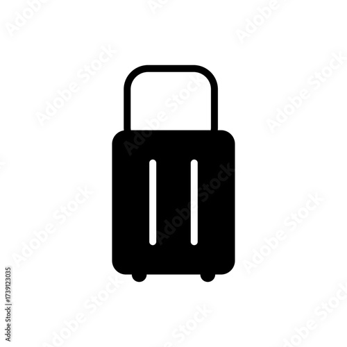 Black Luggage Suitcase Travel Bag Flat Icon Simple