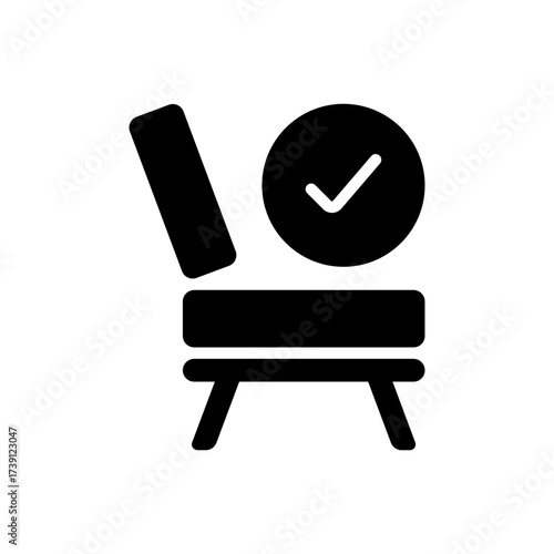 Black Seat Reservation Confirmed Check Flat Icon Simple