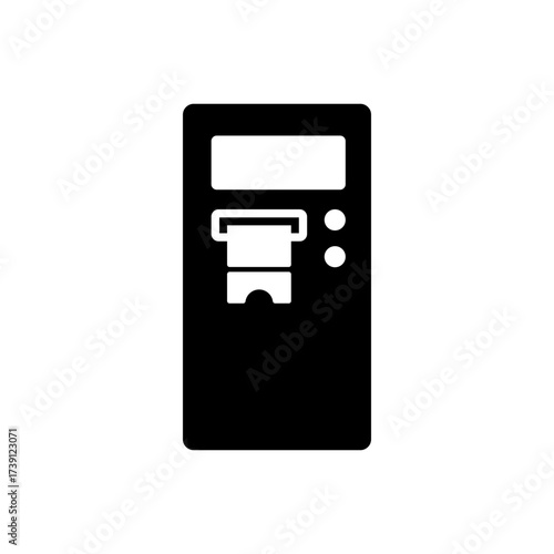 Black Ticket Machine Vending Kiosk Flat Icon Simple