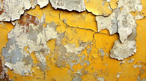 Peeling paint on textured wall