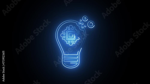 Glowing Neon Swarm Icon Isolated on Black Background. HD Video Motion Graphic Animation