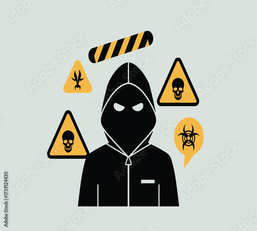 Anonymous Hacker at Computer — Dark Web and Data Breach Concept Vector