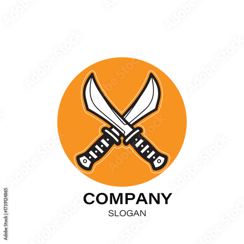 A gaming logo two crossed swords logo, symbol of battle, conflict, or a duel