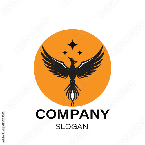 Royal phoenix logo phoenix logo with stars, mythical creature design for elite branding