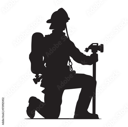 Firefighters pose silhouette and Vector