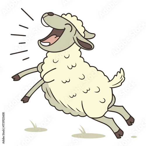 Vector art of a gleeful sheep stands beside a pile of gold bars, representing wealth and prosperity, the scene symbolizes financial abundance and success