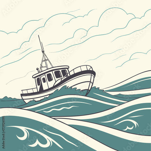 Vector art of a peaceful beach scene with palm trees, a solitary woman walking along the shore, and birds flying overhead, creating a sense of tranquility and connection with nature