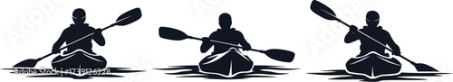 Silhouette of person kayaking water kayaker paddling in kayak